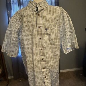Ariat Men's White and Blue Plaid Shirt